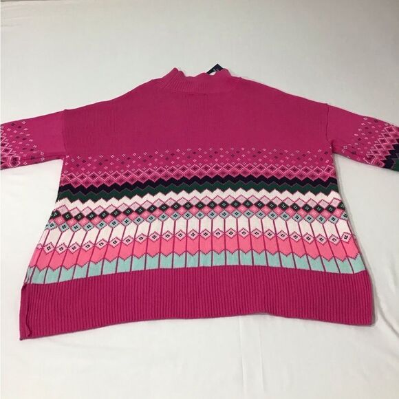 Crown & Ivy Pink Knit Ski Sweater Oversized New Size Large - Picture 4 of 11